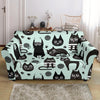 Black Kitten Cat Pattern Print Loveseat Cover-grizzshop