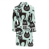 Black Kitten Cat Pattern Print Men Long Robe-grizzshop