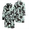 Black Kitten Cat Pattern Print Men Long Robe-grizzshop