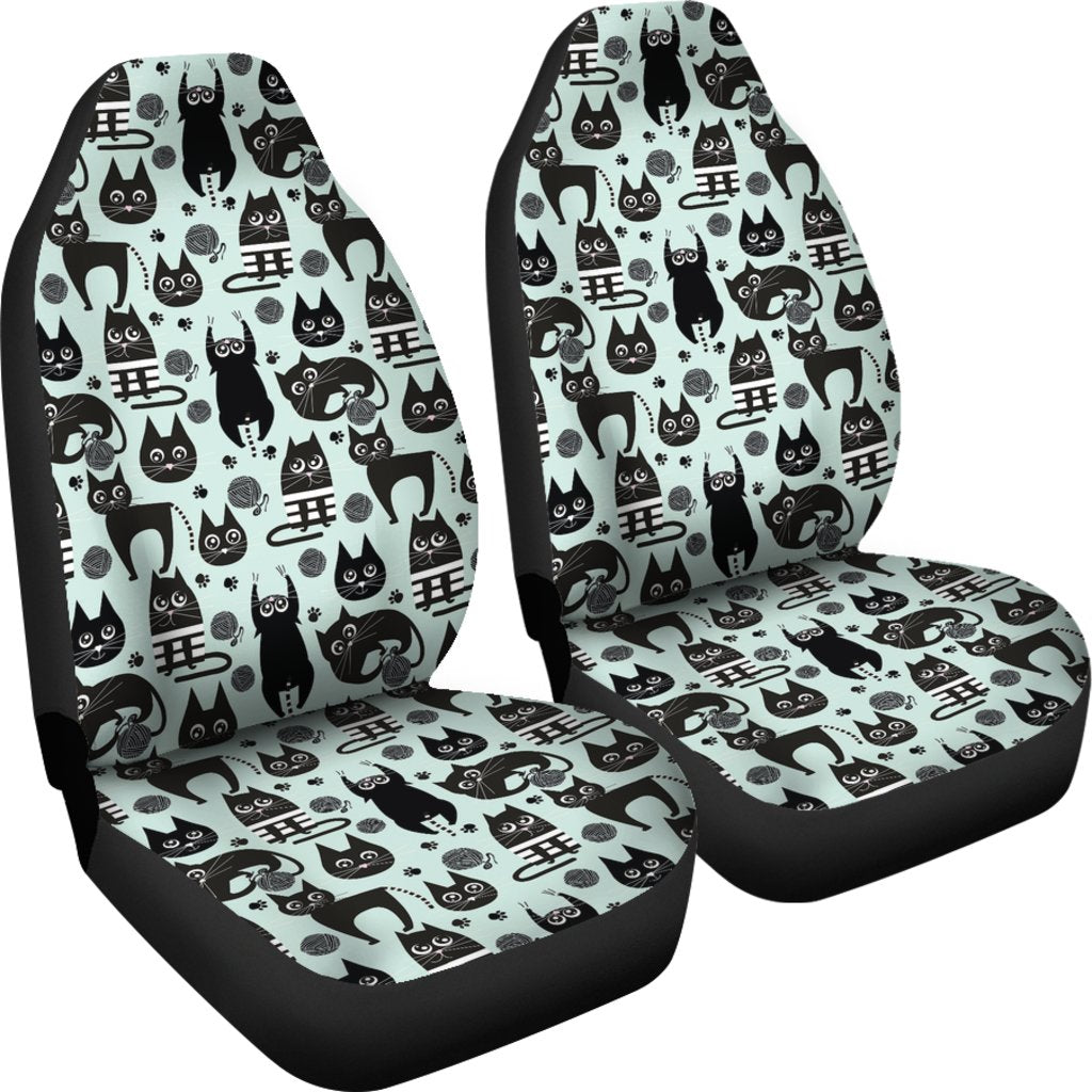 Black Kitten Cat Pattern Print Universal Fit Car Seat Cover-grizzshop