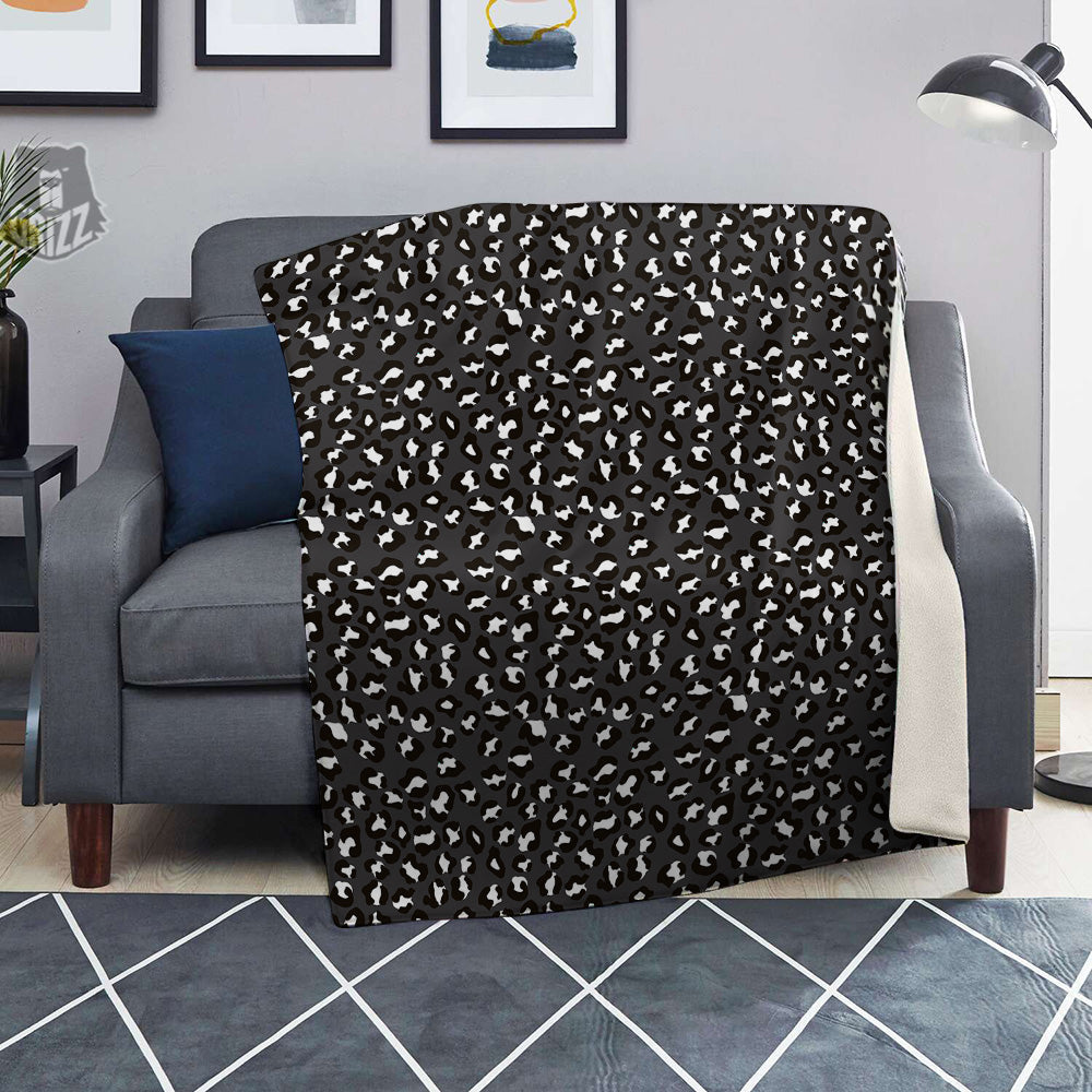 Black Leopard Print Pattern Blanket-grizzshop