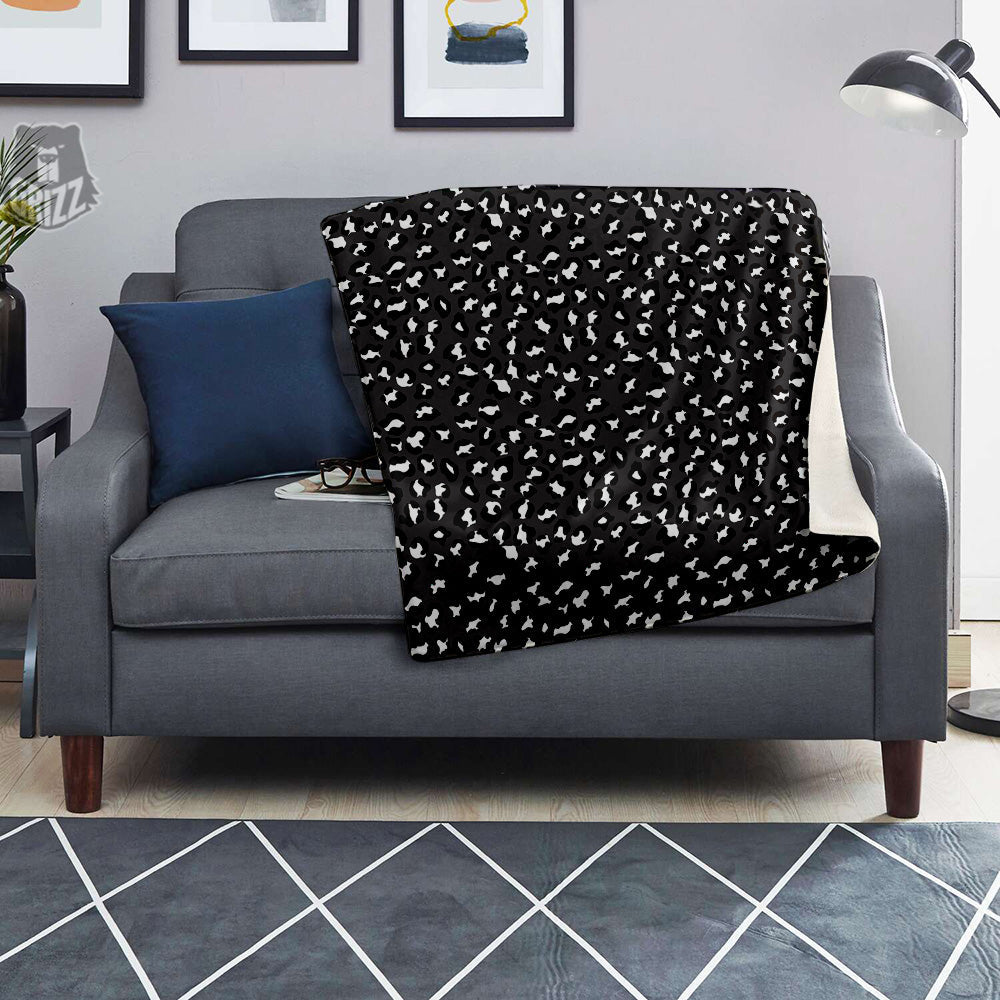 Black Leopard Print Pattern Blanket-grizzshop