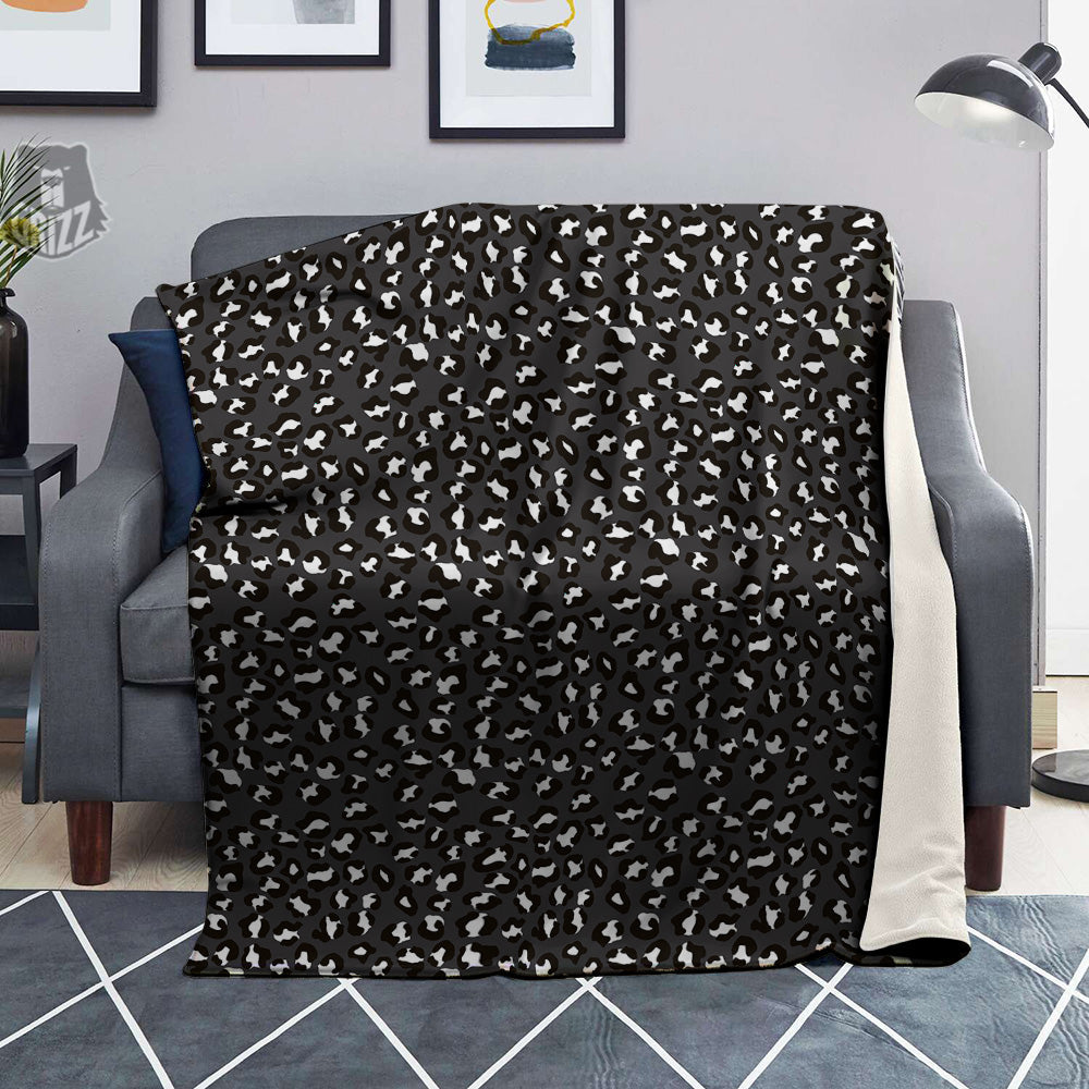 Black Leopard Print Pattern Blanket-grizzshop