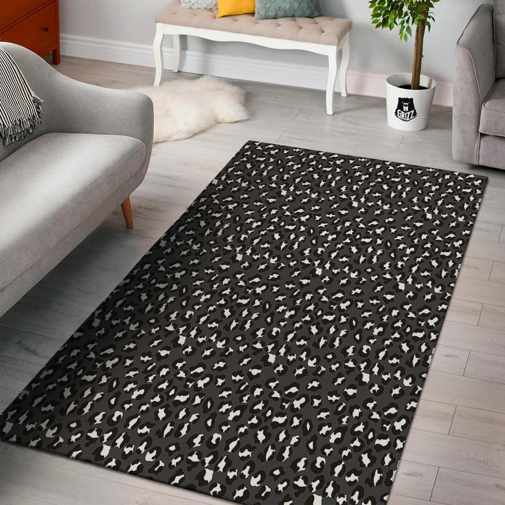 Black Leopard Print Pattern Floor Mat-grizzshop