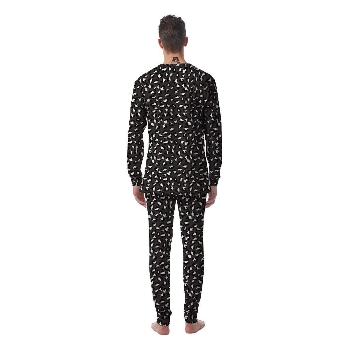 Black Leopard Print Pattern Men's Pajamas-grizzshop