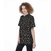 Black Leopard Print Pattern Women's Short Sleeve Shirts-grizzshop