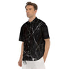 Black Marble White Grunge Print Men's Short Sleeve Shirts-grizzshop