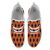 Black Orange And Grey Argyle Print Pattern White Athletic Shoes-grizzshop