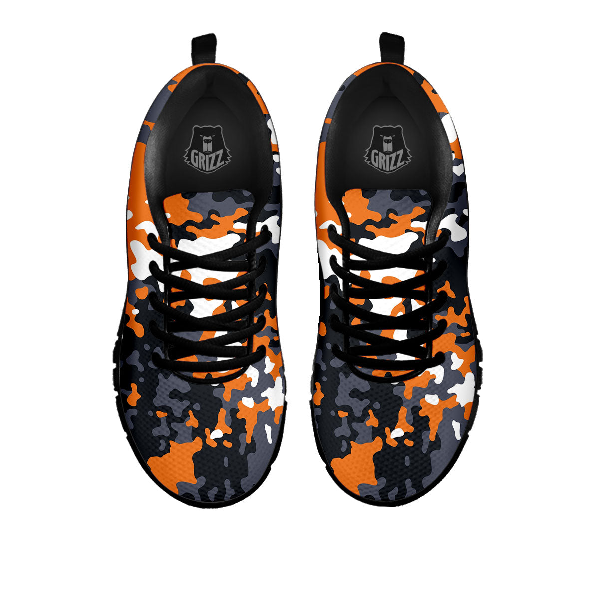 Black Orange And Grey Camouflage Print Black Sneaker-grizzshop