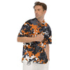 Black Orange And Grey Camouflage Print Men's Short Sleeve Shirts-grizzshop