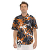 Black Orange And Grey Camouflage Print Men's Short Sleeve Shirts-grizzshop