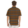 Black Orange And Grey Plaid Print Pattern Men's Short Sleeve Shirts-grizzshop