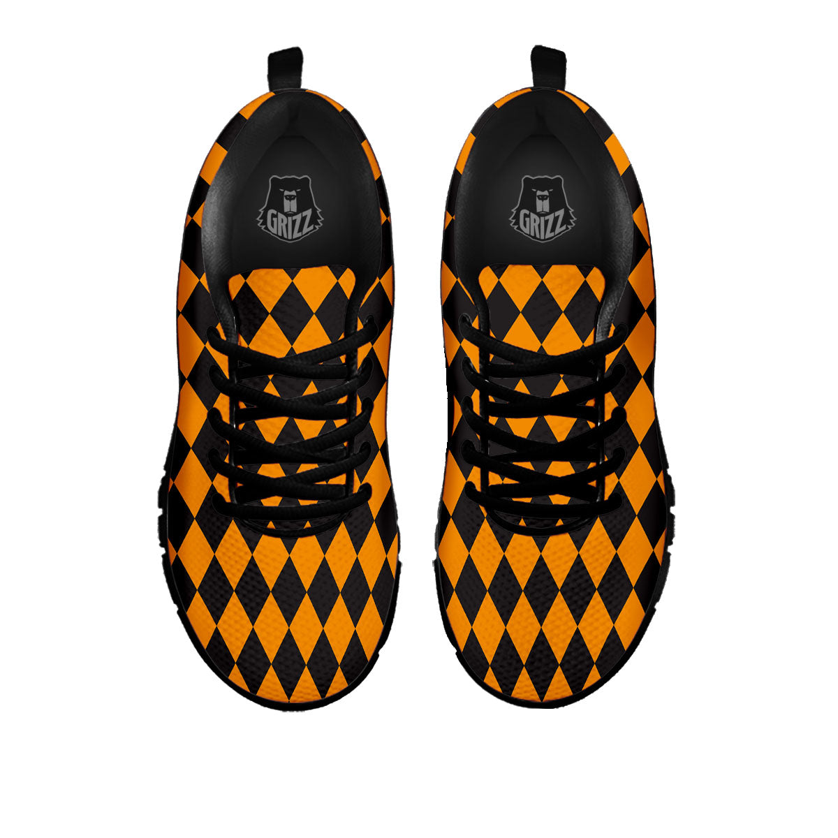 Black Orange And White Harlequin Print Black Sneaker-grizzshop