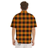 Black Orange And Yellow Tartan Print Pattern Men's Short Sleeve Shirts-grizzshop