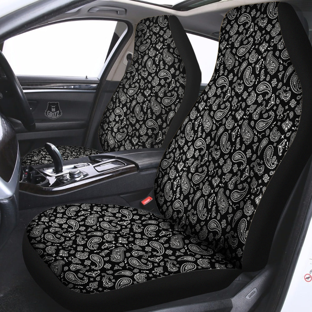 Black Paisley Bandana Print Car Seat Covers-grizzshop