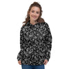 Black Paisley Bandana Print Women's Hoodie-grizzshop