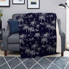 Black Palm Tree Hawaiian Print Blanket-grizzshop