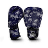 Black Palm Tree Hawaiian Print Boxing Gloves-grizzshop