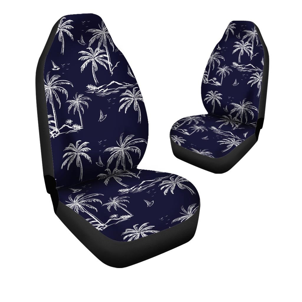 Black Palm Tree Hawaiian Print Car Seat Covers-grizzshop