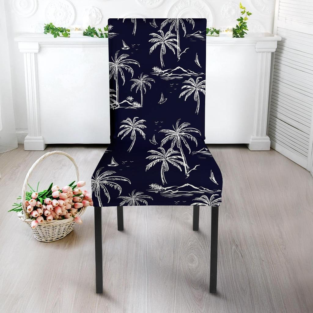 Black Palm Tree Hawaiian Print Chair Cover-grizzshop