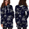 Black Palm Tree Hawaiian Print Hoodie Dress-grizzshop