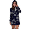 Black Palm Tree Hawaiian Print Hoodie Dress-grizzshop