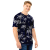 Black Palm Tree Hawaiian Print Men T Shirt-grizzshop