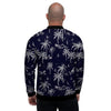 Black Palm Tree Hawaiian Print Men's Bomber Jacket-grizzshop