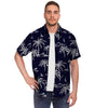 Black Palm Tree Hawaiian Print Men's Short Sleeve Shirt-grizzshop