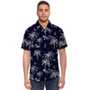 Black Palm Tree Hawaiian Print Men's Short Sleeve Shirt-grizzshop
