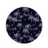Black Palm Tree Hawaiian Print Round Rug-grizzshop