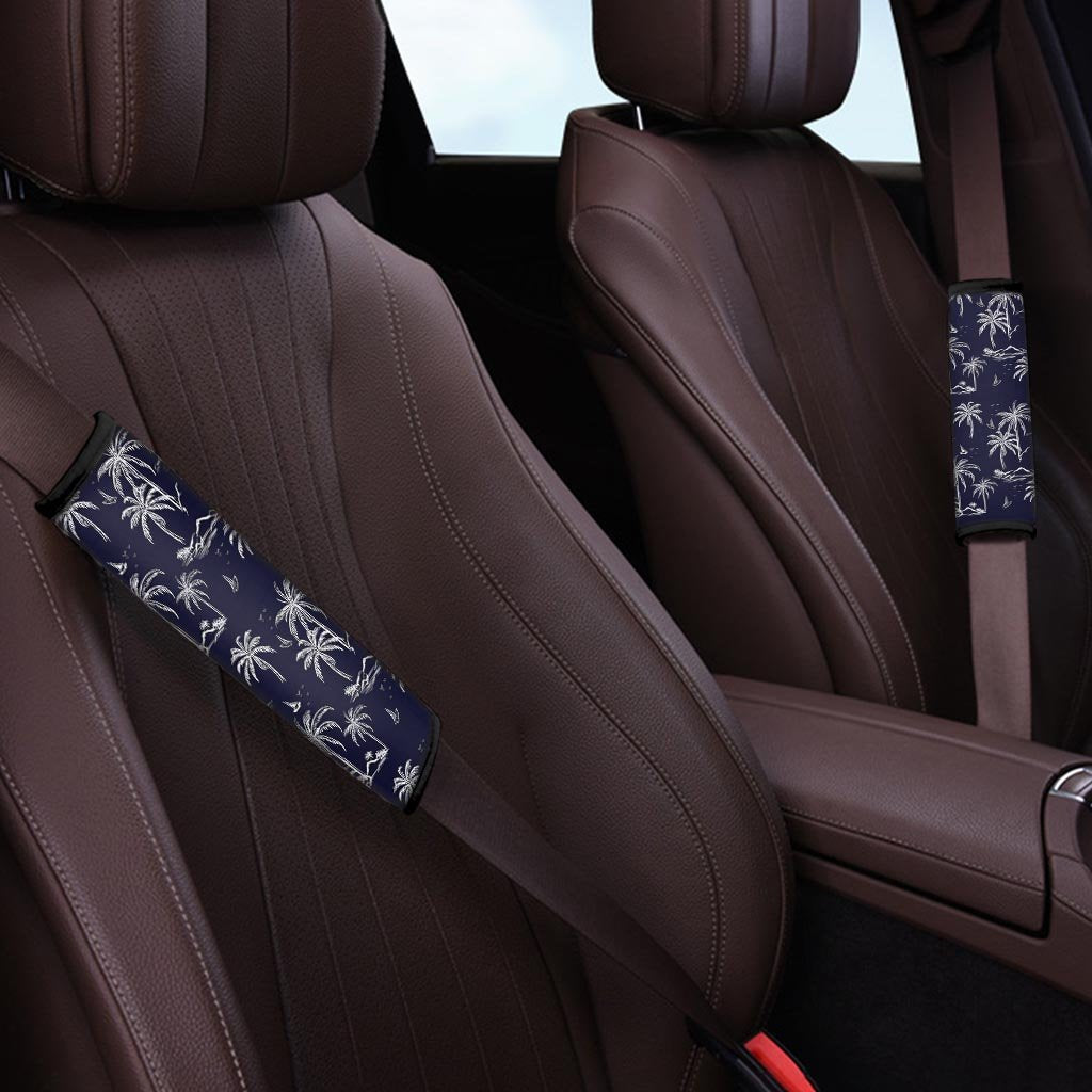 Black Palm Tree Hawaiian Print Seat Belt Cover-grizzshop