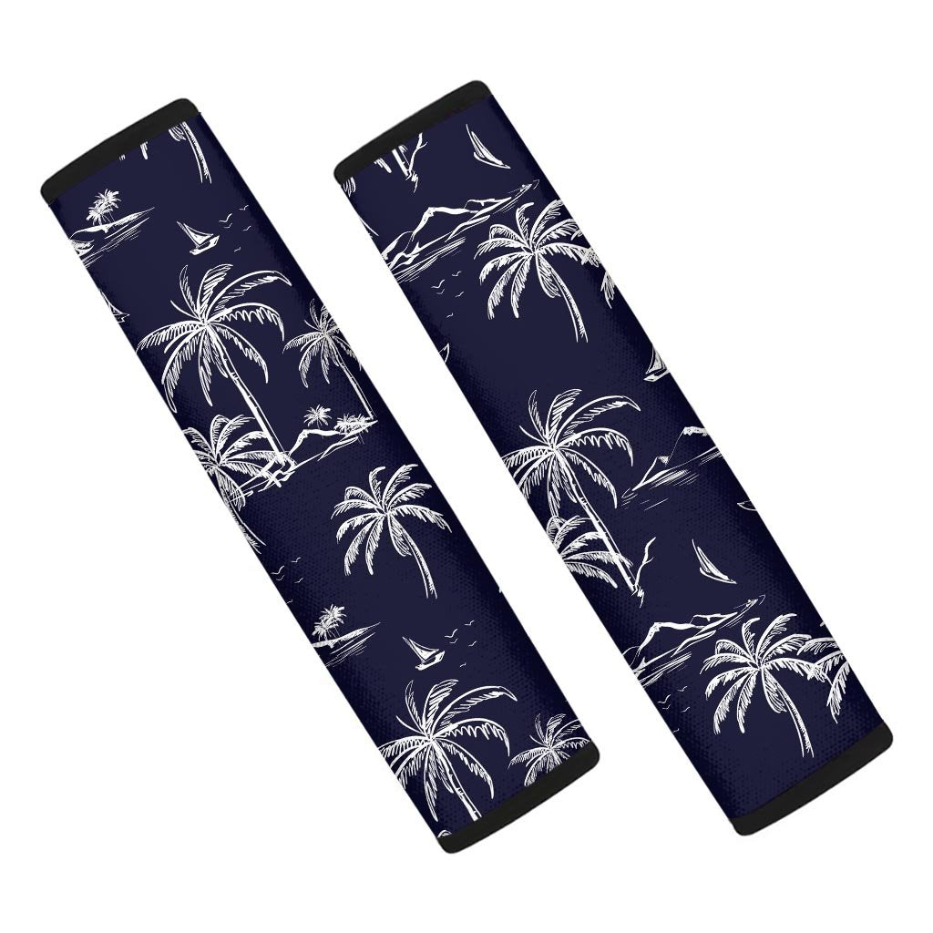 Black Palm Tree Hawaiian Print Seat Belt Cover-grizzshop