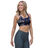 Black Palm Tree Hawaiian Print Sports Bra-grizzshop