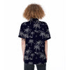 Black Palm Tree Hawaiian Print Women's Short Sleeve Shirts-grizzshop