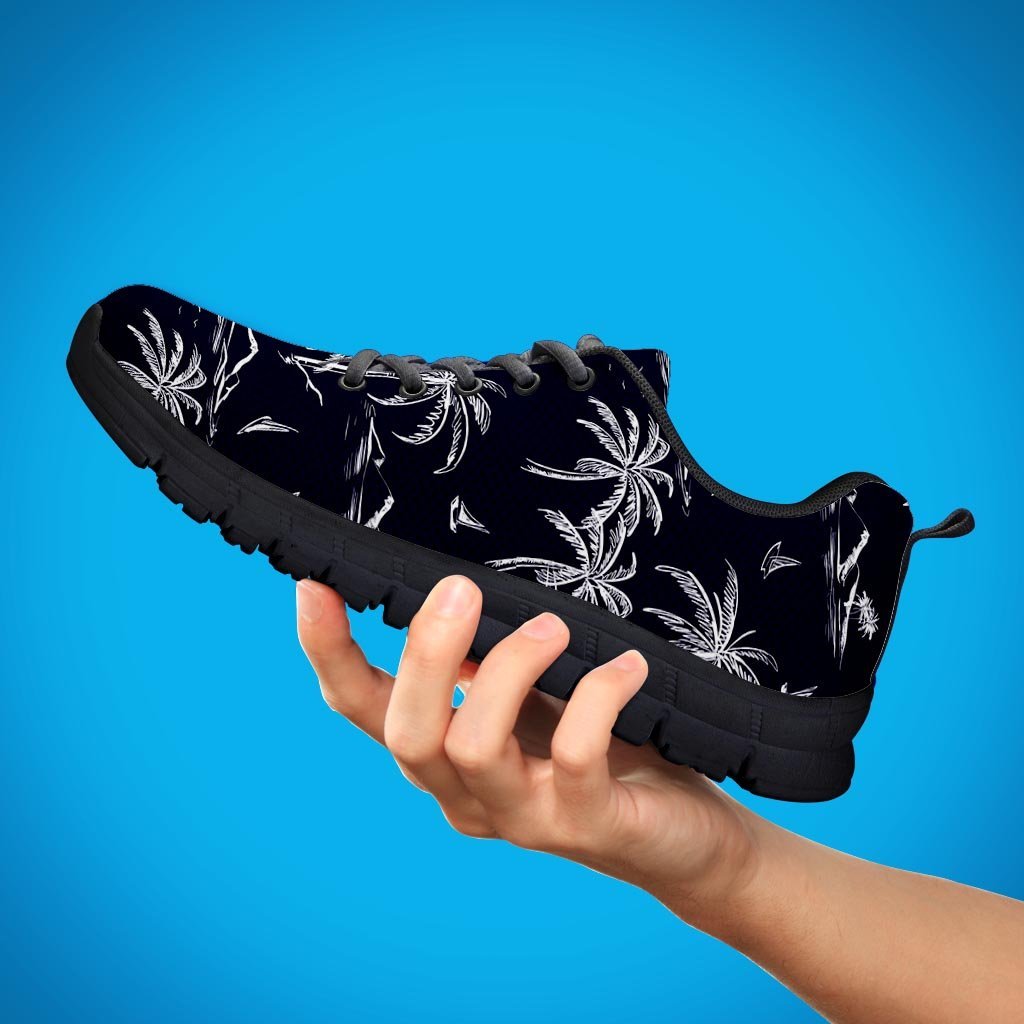 Black Palm Tree Hawaiian Print Women's Sneakers-grizzshop