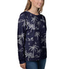 Black Palm Tree Hawaiian Print Women's Sweatshirt-grizzshop