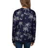 Black Palm Tree Hawaiian Print Women's Sweatshirt-grizzshop