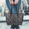 Black Pastel Paisley Bandana Print Leather Tote Bag-grizzshop