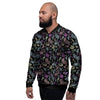 Black Pastel Paisley Bandana Print Men's Bomber Jacket-grizzshop