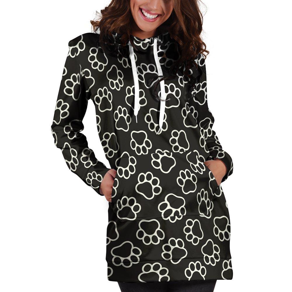 Black Paw Hoodie Dress-grizzshop