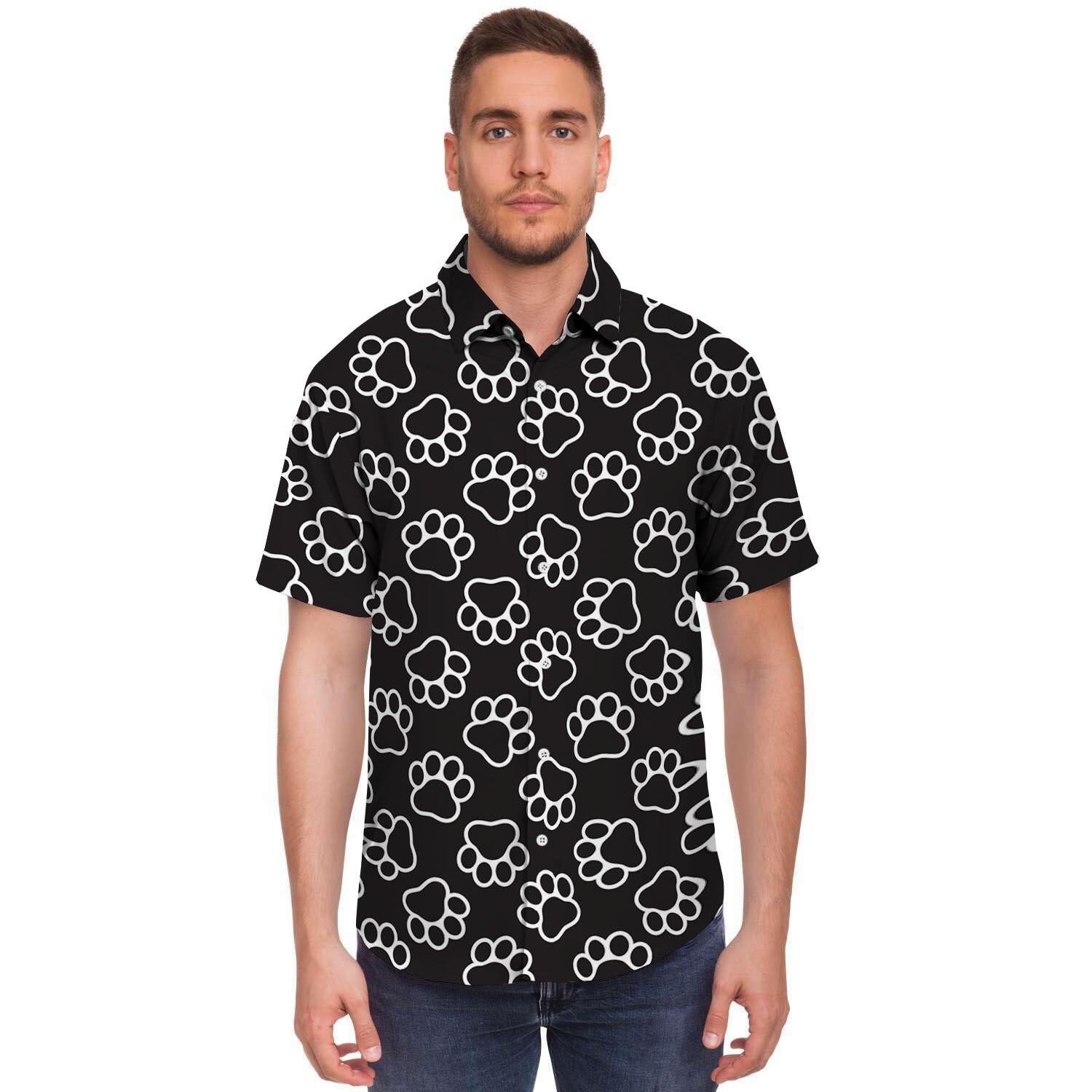 Black Paw Men's Short Sleeve Shirt-grizzshop