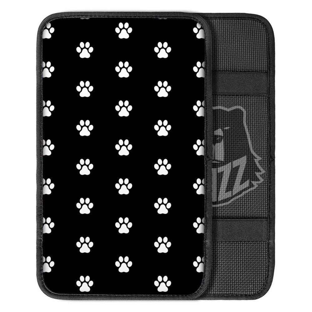Black Paw Print Car Center Console Cover-grizzshop