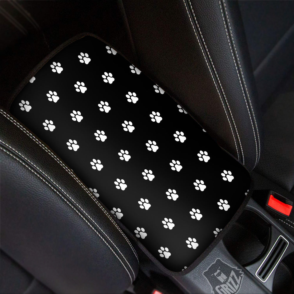 Black Paw Print Car Center Console Cover-grizzshop