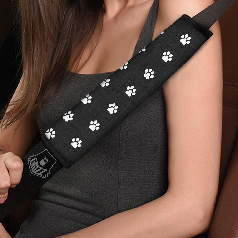 Black Paw Print Car Seat Belt Cover-grizzshop