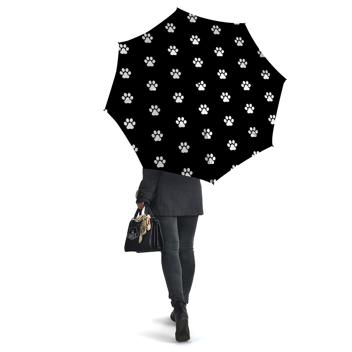 Black Paw Print Umbrella-grizzshop