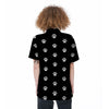 Black Paw Print Women's Short Sleeve Shirts-grizzshop