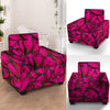 Black Pink Butterfly Print Armchair Cover-grizzshop