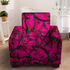 Black Pink Butterfly Print Armchair Cover-grizzshop