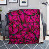 Black Pink Butterfly Print Blanket-grizzshop